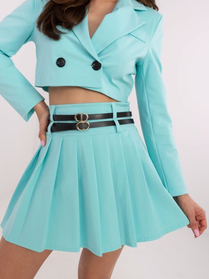 Menta színű női mini szoknya övvel (Méret S/M)