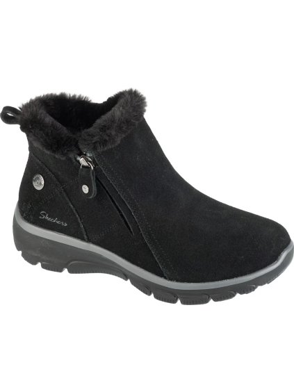 Fekete velúr női Skechers Easy Going - 2 High Zip2 bokacsizma