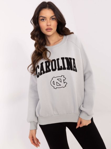 Világosszürke női oversize kapucnis pulóver