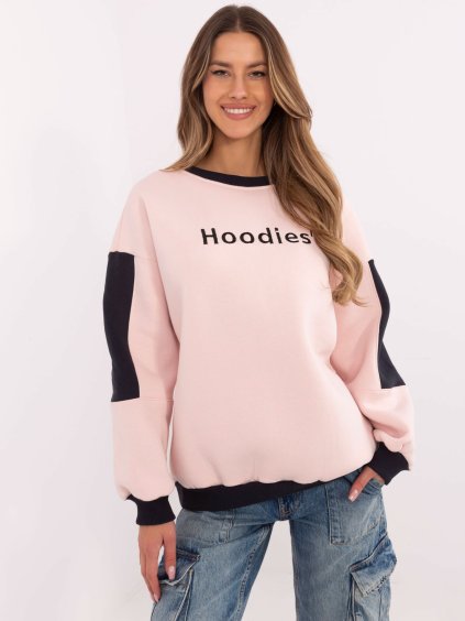 Világos rózsaszín női meleg pulóver kerek nyakkal