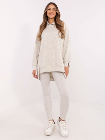 Világosszürke női szett bordázott nadrággal