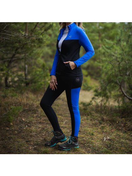 Fekete-kék női funkcionális leggings