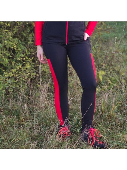 Fekete-piros női funkcionális leggings