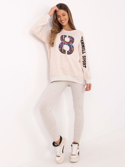 Világos bézs melange tréningruha felirattal
