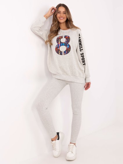 Világosszürke melange tréningruha felirattal