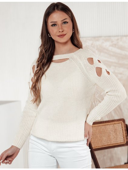 Női krémszínű pulóver hasítékokkal SLITARIA