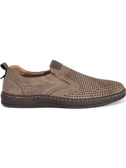 Bézs perforált férfi mokaszin