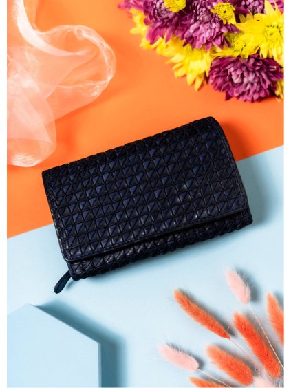 Rovicky sötétkék női pénztárca geometrikus mintával V314