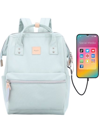Himawari menta színű női hátizsák laptop zsebbel és USB porttal