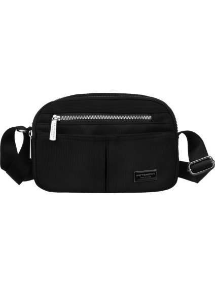 Peterson fekete női messenger táska ezüst részletekkel