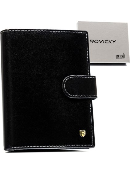 Rovicky fekete bőr férfi pénztárca RFID rendszerrel L252
