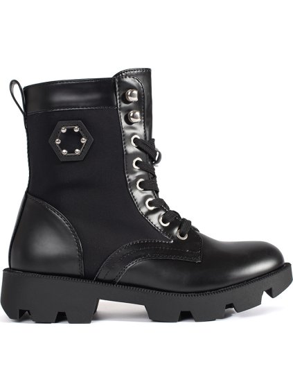 Fekete női platform worker cipő