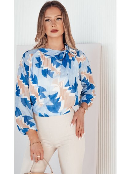 Világoskék-bézs mintás blúz MIREL