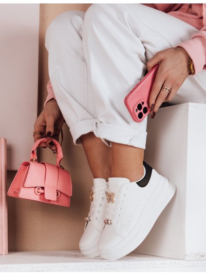 Fehér női tornacipő fekete díszítéssel SOFTLINE