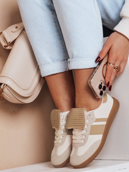 Női bézs színű tornacipő lapos gumitalppal SNIKARI