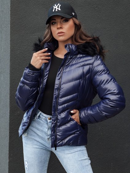 Sötétkék női rövid steppelt kabát CRUNKIES