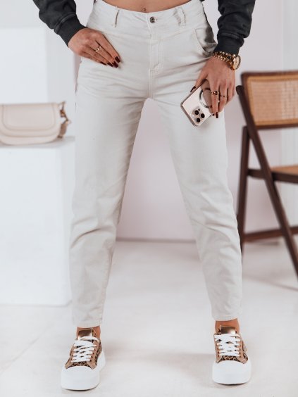 Krémszínű női stílusos mom farmer STREETSTYLE