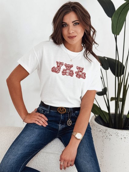 Női krémszínű póló mackó mintával GRIZY