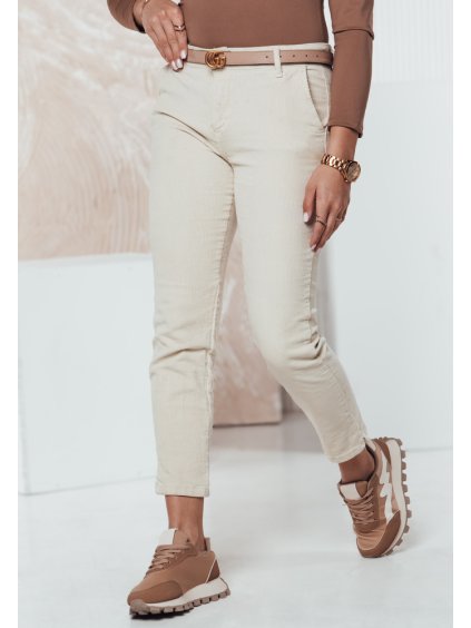 Krémszínű női kordbársony nadrág CORDFINE