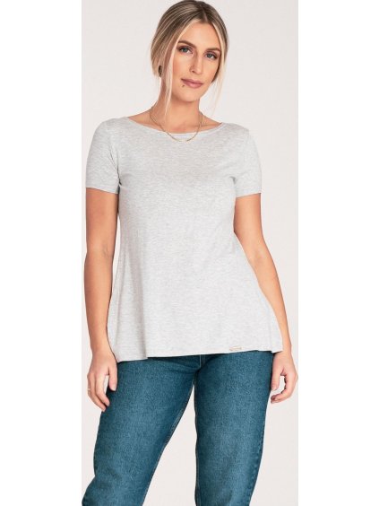 Világosszürke női fodros blúz