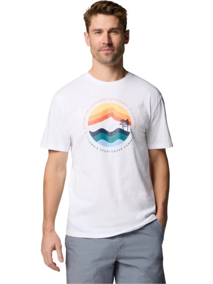 Fehér férfi póló nyomattal Columbia Path Lake II Graphic Tee