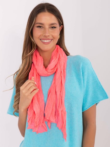 Neon rózsaszín ráncolt női sál