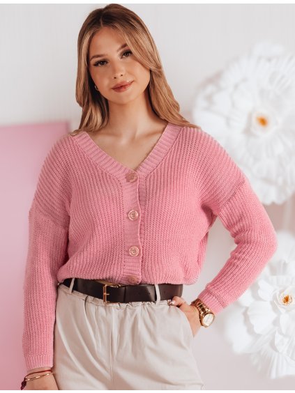 Rózsaszín női pulóver gombokkal SWEETDREAM