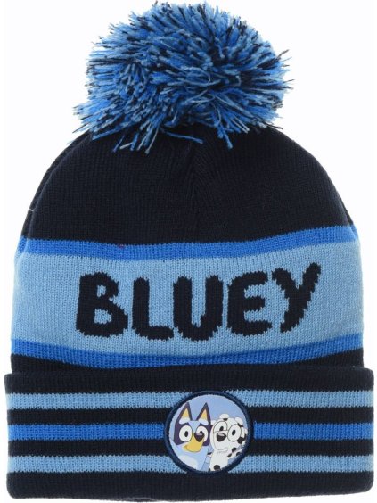 Sötétkék fiú sapka pomponnal Bluey