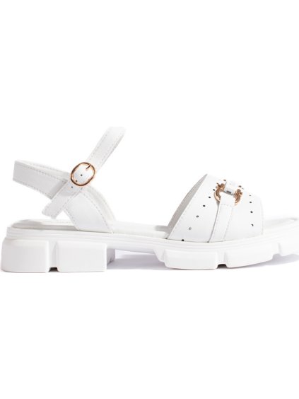 Fehér bőr szandál alacsony platformon