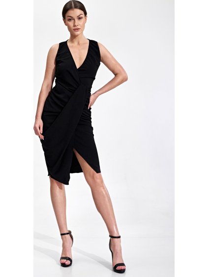 (Méret XL) Fekete elegáns koktélruha