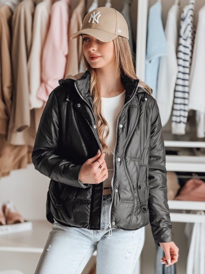 Fekete női átmeneti steppelt kabát MARISSIA