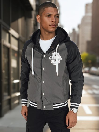 Szürke-fekete férfi megfordítható bomber dzseki