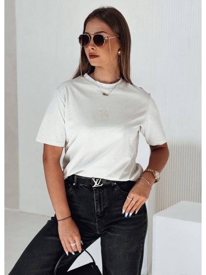 Fehér női póló csillag alakú rátéttel