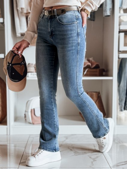 Kék női harangszárú farmer övvel FITLOW