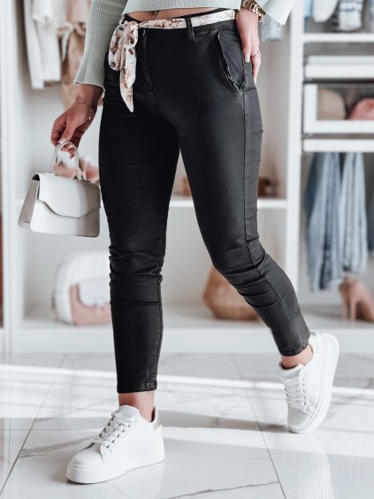 Női fekete chino nadrág övvel ROSSALI