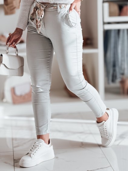 Női világosszürke chino nadrág övvel ROSSALI