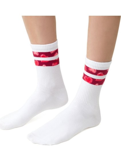 Fehér női zokni mintás csíkokkal Art.136