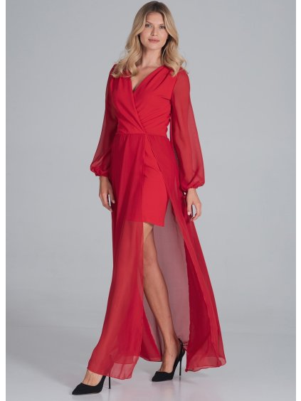 Piros elegáns sifon ruha