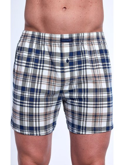 Fehér-kék férfi kockás rövidnadrág Cornette Comfort