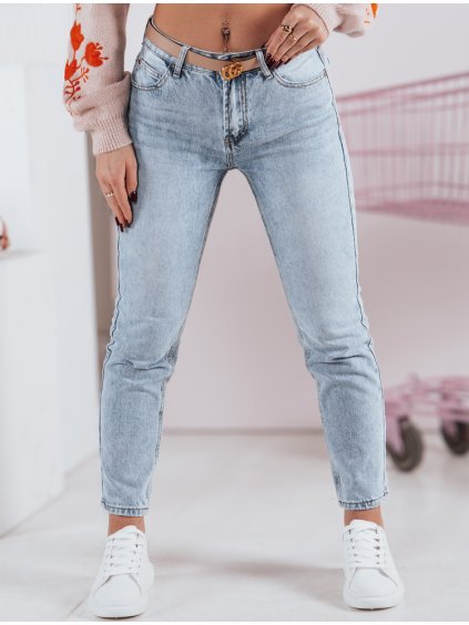 (Méret L) Világoskék női magas derekú farmer MODERTIA