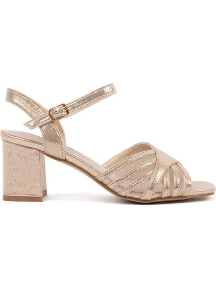 Arany fényes női szandál , sarok 6,5 cm