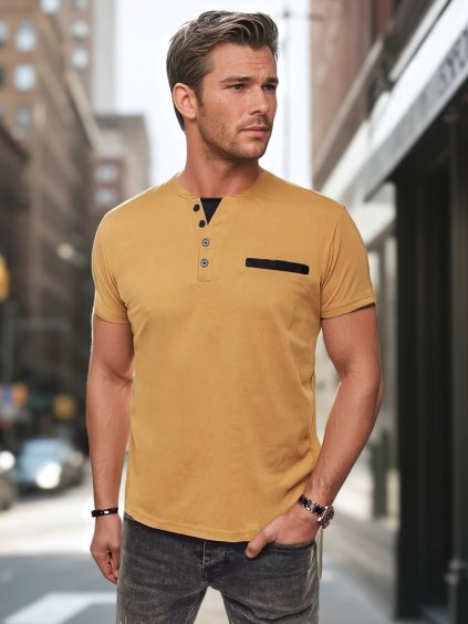 Mustárszínű férfi póló, rövid ujjú