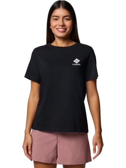 Fekete női póló Columbia Rolling Bend Graphic SS Tee