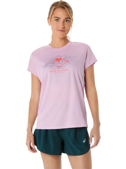 Világos lila női futópóló ASICS Fujitrail Logo SS Top
