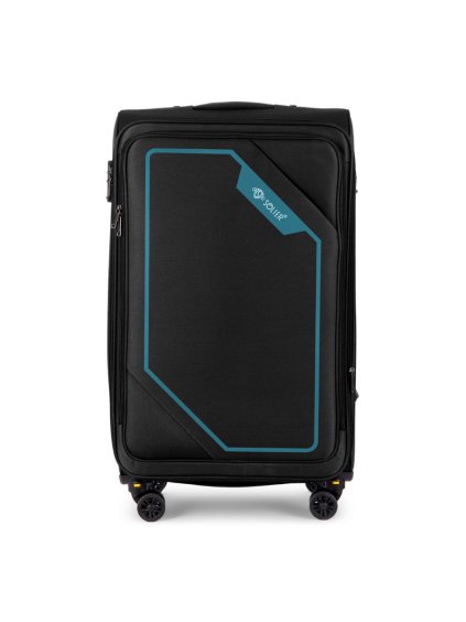 SOLIER fekete-türkiz utazóbőrönd SOFTFLEX M méreben