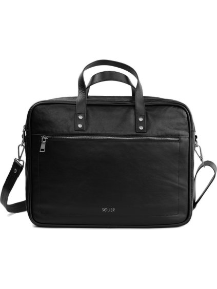 SOLIER fekete férfi bőrtáska