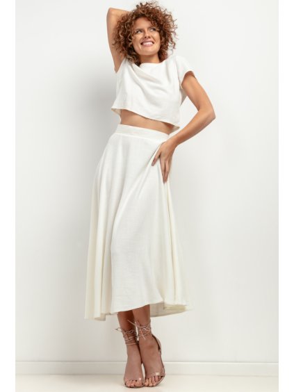 Krémszínű női világos viszkóz maxiszoknya (Rozmiar L)