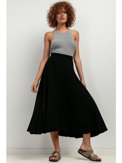 Fekete női világos viszkóz maxiszoknya (Rozmiar L)