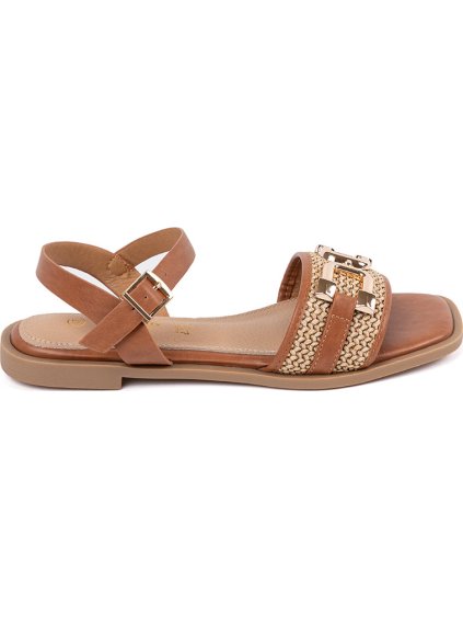 Barna női szandál puha bőr talpbetéttel