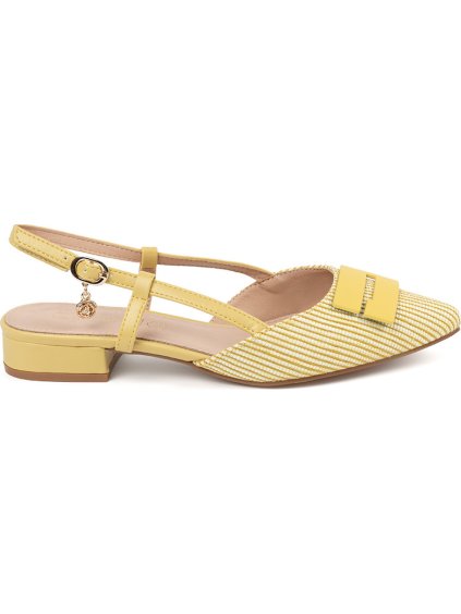 Elegáns női sárga, alacsony sarkú cipő, 2,5 cm-es sarok